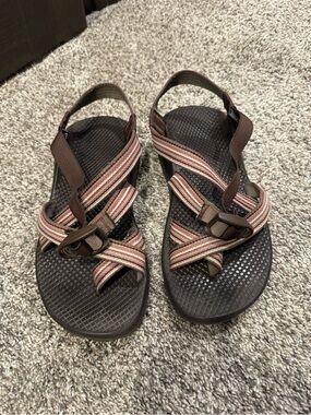 Chaco Women's Brown Strappy Sandals with Multicolor Webbing